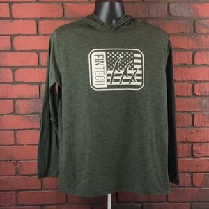 Fintech Mens Medium Green‎ Pullover Hoodie – Casual Cozy